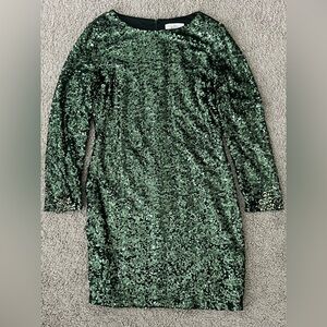 Womens size 12 Green sequence dress with jewels on wrist